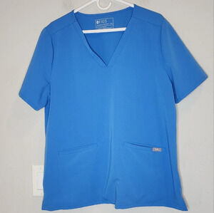 Figs Royal Blue Casma Three-Pocket Scrub Top. Women's size XXL.